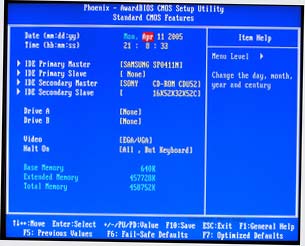 Example Hard Drive BIOS screen